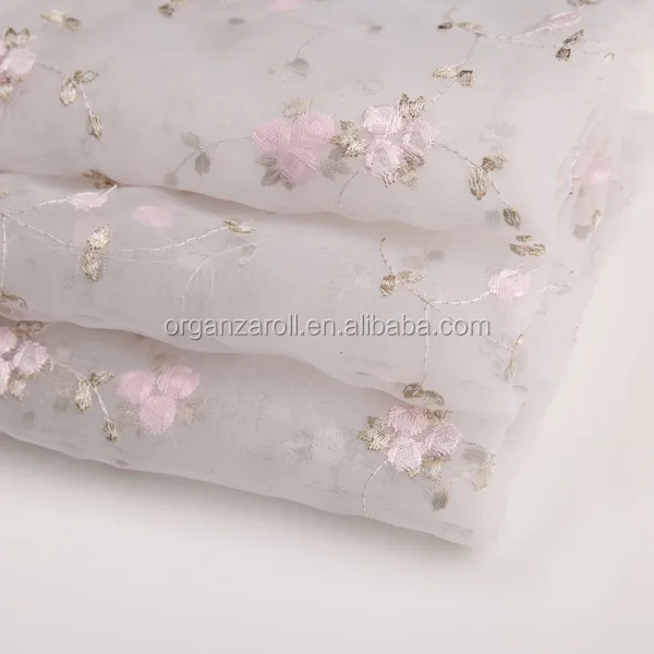 2016 hot sale japanese style pink cherry blossom floral organza