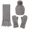 CUSTOM High Quality Gray Acrylic Winter Knitted Beanie Hat Scarf Glove Set