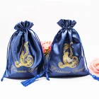 Logo custom satin bags hair extension for bundles wigs satin cosmetics drawstring bag