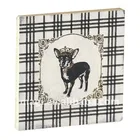 Black and White Dog Square Wood Fridge Magnet