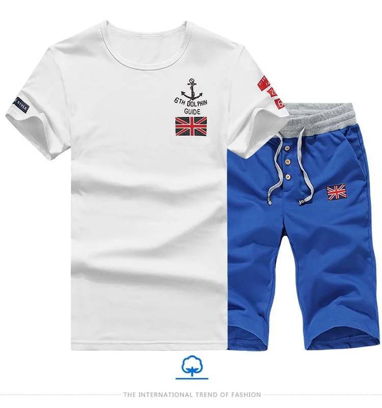 2015 New Casual Sportswear Summer t-shirt Pant Sports Summer Men Suit Sport Tracksuit Pants Male Fashion Clothes Running M-5XL