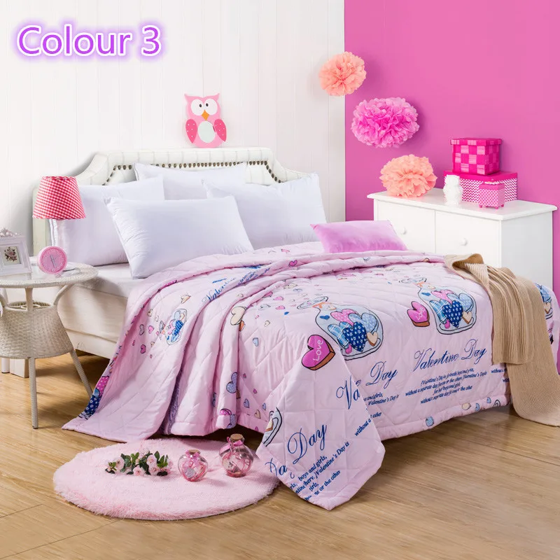 2016 lovely Cartoon Style summer Comforter quilts blanket/pink Smile design/twin full queen king size quilts
