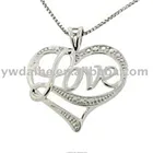 fashion hollow out heart love rhodium alloy pendant necklace jewellery