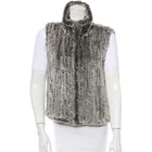 Black Frost Women Winter Fur Gilet Stand Collar Knitted Rabbit Fur Vest