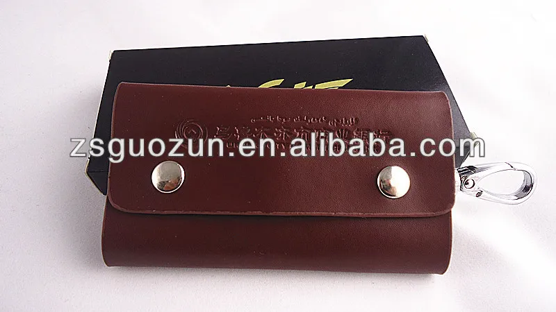 leather car key case leather keychain holder wallet / key chain