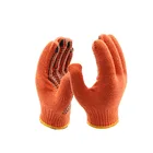 Customized industrial work single side cotton palm polka dotted hand gloves