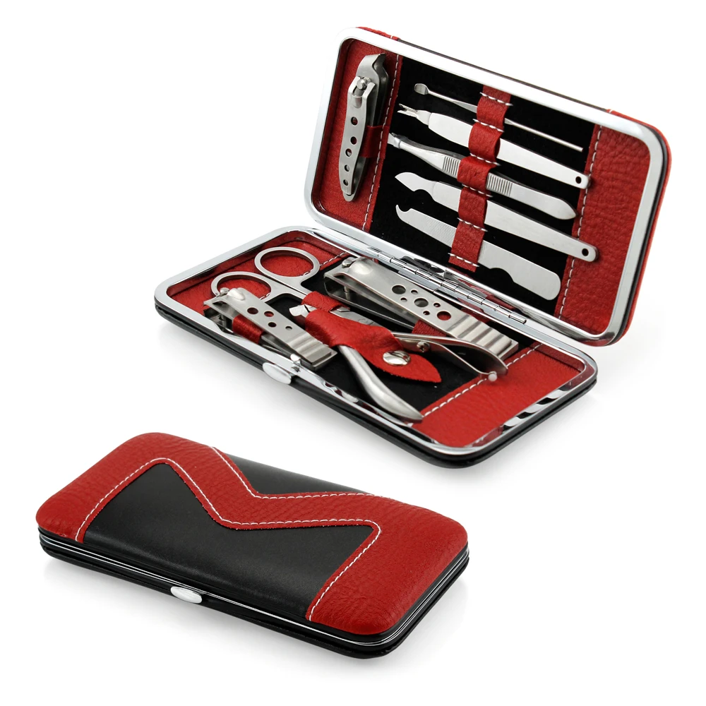 10 Piece Leather Set Nail Care
