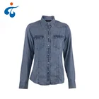 Manufactory wholesale oem new 100% cotton ladies jeans shirt