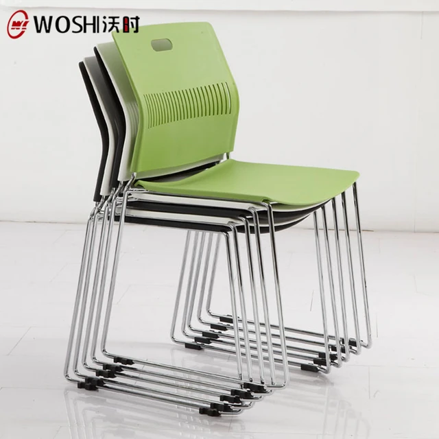 High Quality Office Stackable PP Plastic Chair Metal Legs Guangzhou