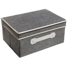 Decorative Grey Woven Collapsible Fabric Closet Organizer Shelf Storage Bin