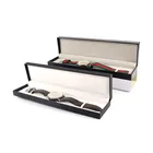 PU leather black classic custom luxury long design watch packaging box