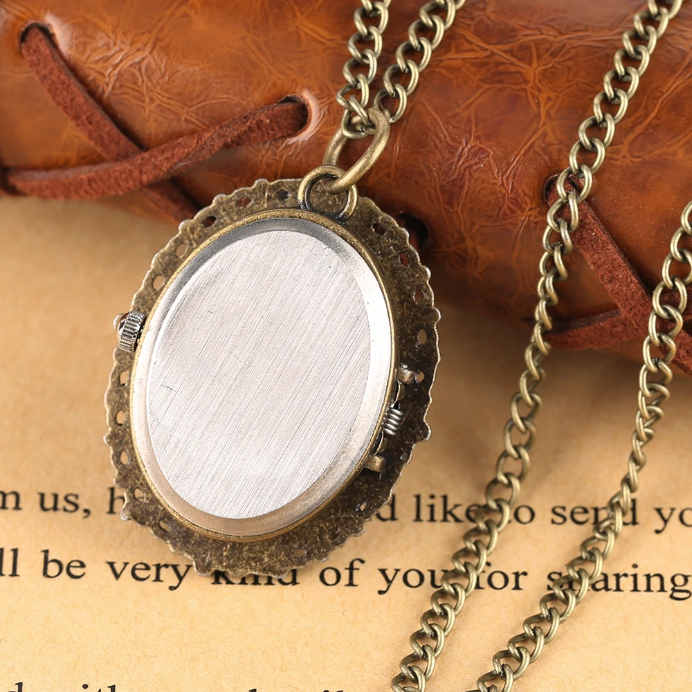 YISUYA Full Hunter Retro Women Pocket Watch Antique Oval Case Elegant Women Carving Pendant Necklace Clock Quartz Watch Gift  (8)