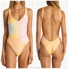 Sexy open hot bathing suit colorful printed backless woman one piece swimsuit