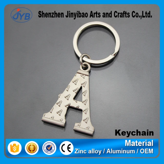design metal letter shape keychain fashion alphabet keyring
