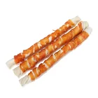 Natural raw hide pressed knotted expanded chicken wrap dry food for dog