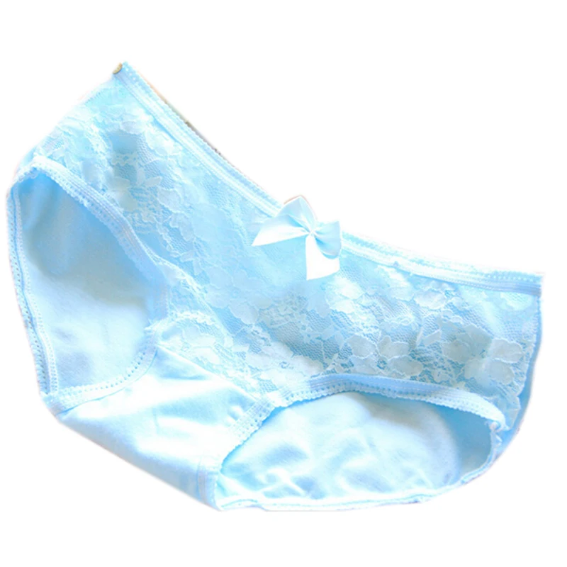 New Japanese Girls Underwear Cotton Lace Patchwork Cute Female Briefs Sexy Low Waist Bowknot Womens Panties Free Shipping 8031