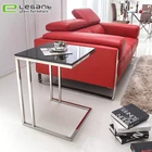 Modern design black tempered top glass coffee side table