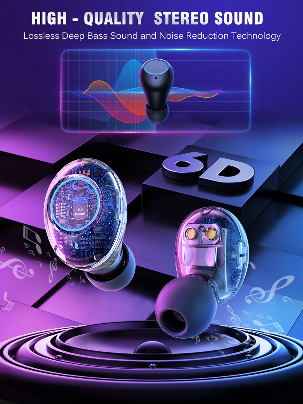 Wireless Dual Driver Earphone Bluetooth Sport Tws Earbuds Boat Earphones Headset Silent Disco TV Headphone - ANKUX.COM
