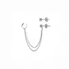 Inspire Jewelry personalised stainless steel plated Silver Ear Cuff And Chain With Sparkly Studs earrings for women tassel