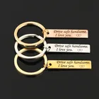 wholesale laser printing engraved metal zinc alloy logo custom drive safe key chain love couple keychain