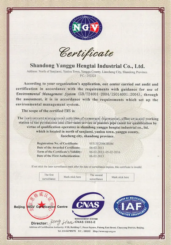 ISO14001EN-Environment Management System Certificate