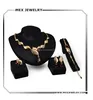 Noble red crystal bead nigeria egyptian gold leaf jewellry ring necklace bracelet earrings sets