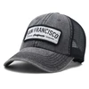 6 panel custom plain color unstructured cotton front mesh back baseball cap vintage distressed trucker hat
