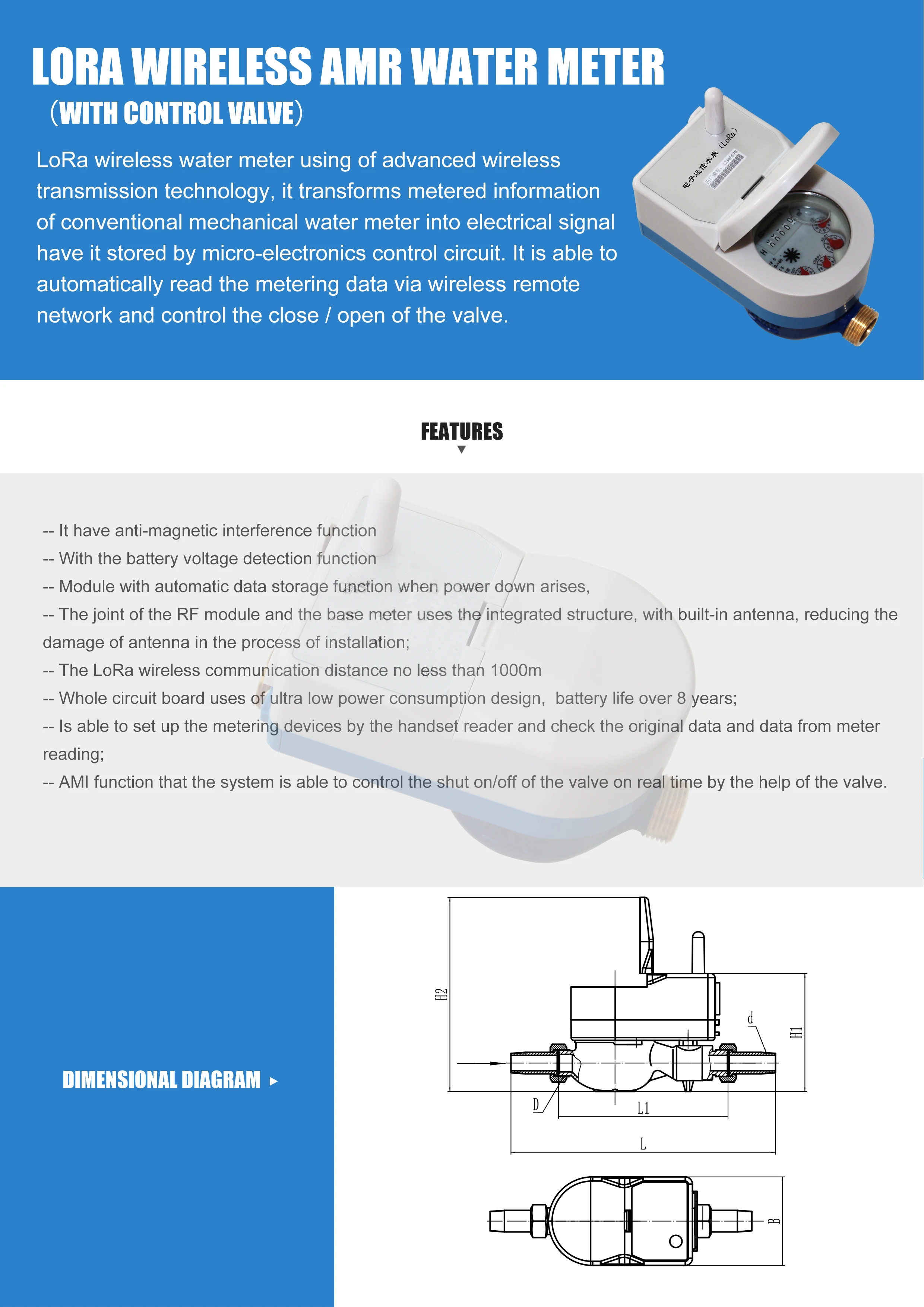 Smart Wireless Digital LoRa Water Meter - ANKUX.COM