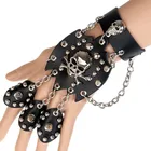 Punk jewelry hyperbole leather rivets skull finger ring linked bracelets