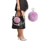 Curlyfur New Collection Promotional Fox Fur Ball Fur Pom Keychain with Leather Strip