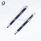 JX-mq201 Luxury rubber blue custom branded logo ballpoint pen promotional touch /stylus metal ball pen