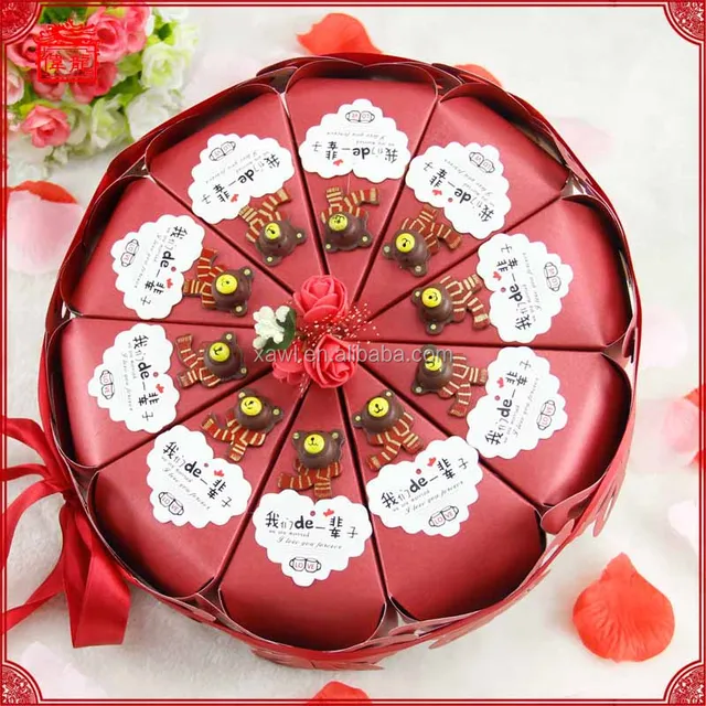 2016 New Arrival Lovely Chinese Cake Sahpe Candy Box for wedding XTH003