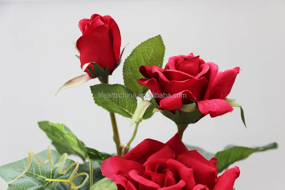 flower plant, 32cm artificial rose, flower bonsai, red flower