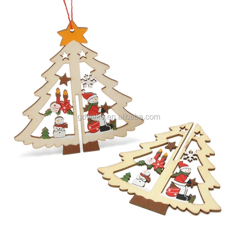 cut wooden window hanging christmas tree bell decoration gift