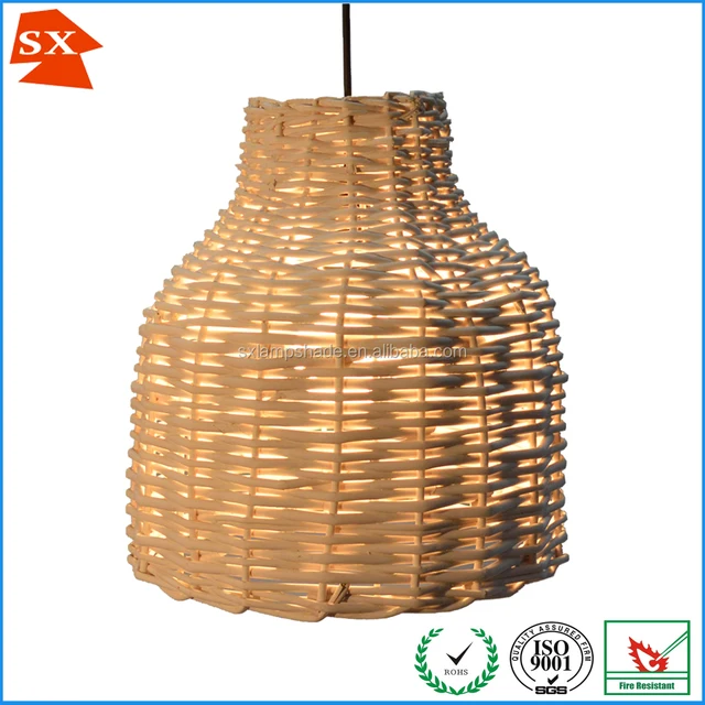 chic natural ginger woven wicker rattan hotel tea table lamp