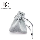 custom printed small velvet jewelry drawstring pouch with logo