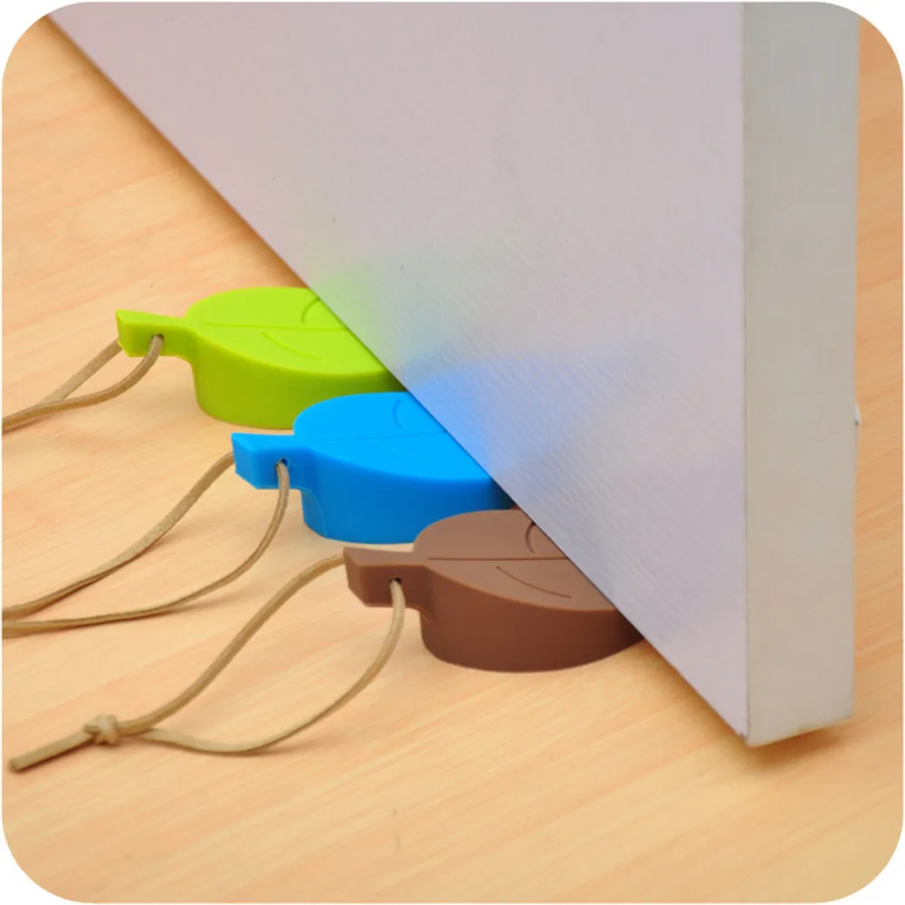 Convenient Silicone Silicone Leaves Decor Design Door Stopper Stop Jammer Guard Baby Safety Home For Children 3 Colors