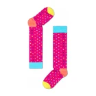 School Girls Happy Pink Colored Combed Cotton Stockings Leopard Patterned Red Knee High Socks
