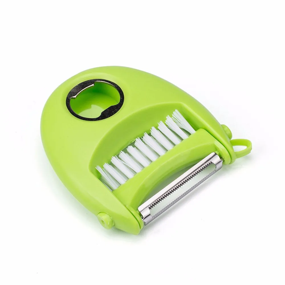 3 In 1 Vegetable Peeler Cutter Potato Peeler Vegetable Fruit turnip Slicer Cutter Bottle Opener With Cleaning Brush KC1349