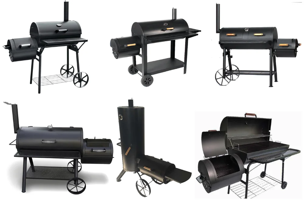 Customized Barrel Bbq Barbecue Charcoal Grills With Offset Smoker And