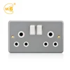 Metal clad double round power 15a 3 pin plug switch socket outlet