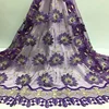 Fashion purple french lace fabric multicolor beaded lace fabric hot sale white flower african fabric for wedding dresses