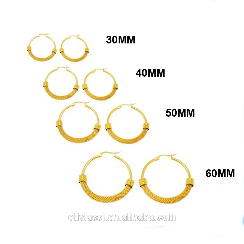 bulk wholesale alibaba jewelry hiphop style stainless steel earring gold plated hoop earrings