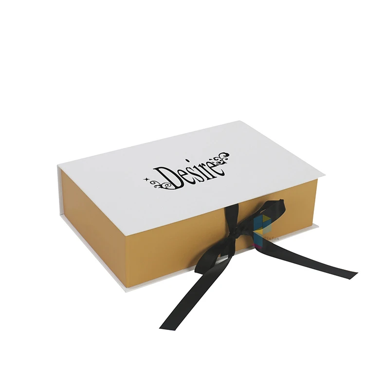 fancy cardboard logo gift ribbon custom white wig box