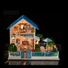 Gift set diy cute miniature wooden doll house for kit toy gift+wooden house toy large