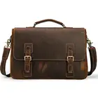 Tiding Satchel Messenger Bag Conference Real Cow Leather Briefcase Men