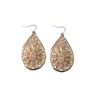 New 2018 Latest Designs Gold Plated Filigree Teardrop Zinc Alloy Earrings