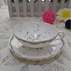 British bone chian Handmade Ceramic Vintage black tea set Coffee Cup with saucer