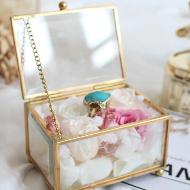 Handmade Antique Rose Gold Mirror European jewelry box