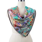 Newest Lady Design Digital Print Square Silk Scarf